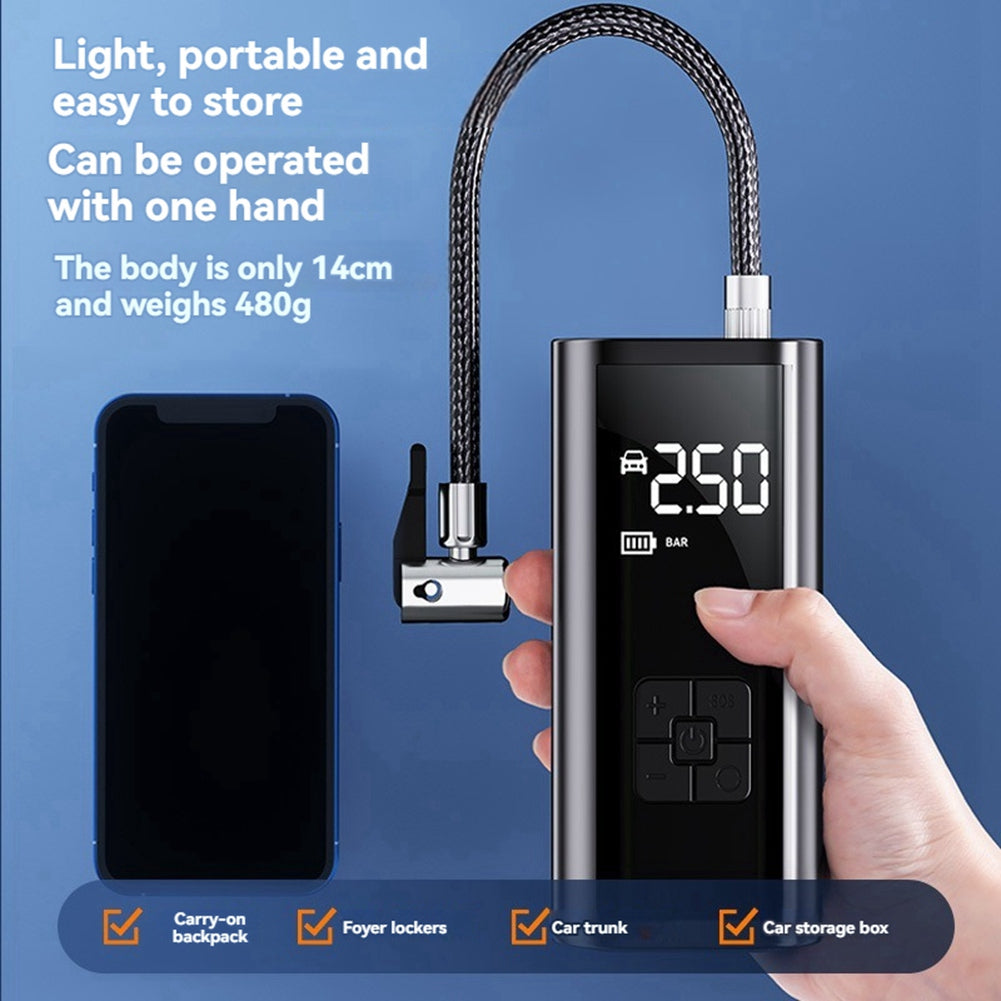 Wireless air pump for vehicle, triple use