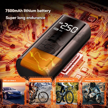 Wireless air pump for vehicle, triple use